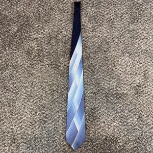 Vintage Vitaliano Pancaldi Silk Tie Blue Geometric Extra Long Made in Italy